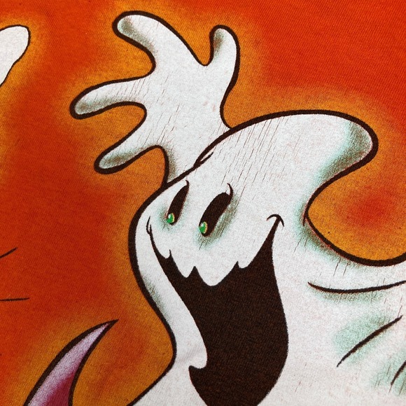 Vintage Scooby Doo Shirt Mens XL Orange Halloween Trick Or Treat Cartoon 90s Tee - Picture 4 of 16